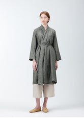 Relaxed Fit Belted Longline Linen Jacket for Women with Open Front and Pocket Detailing